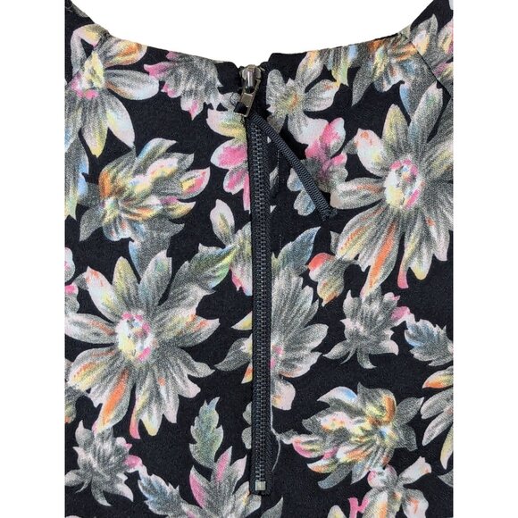 Sans Souchi Women size M Floral Sheath Dress Short Sleeve Office Zip Career Fun - Picture 8 of 11